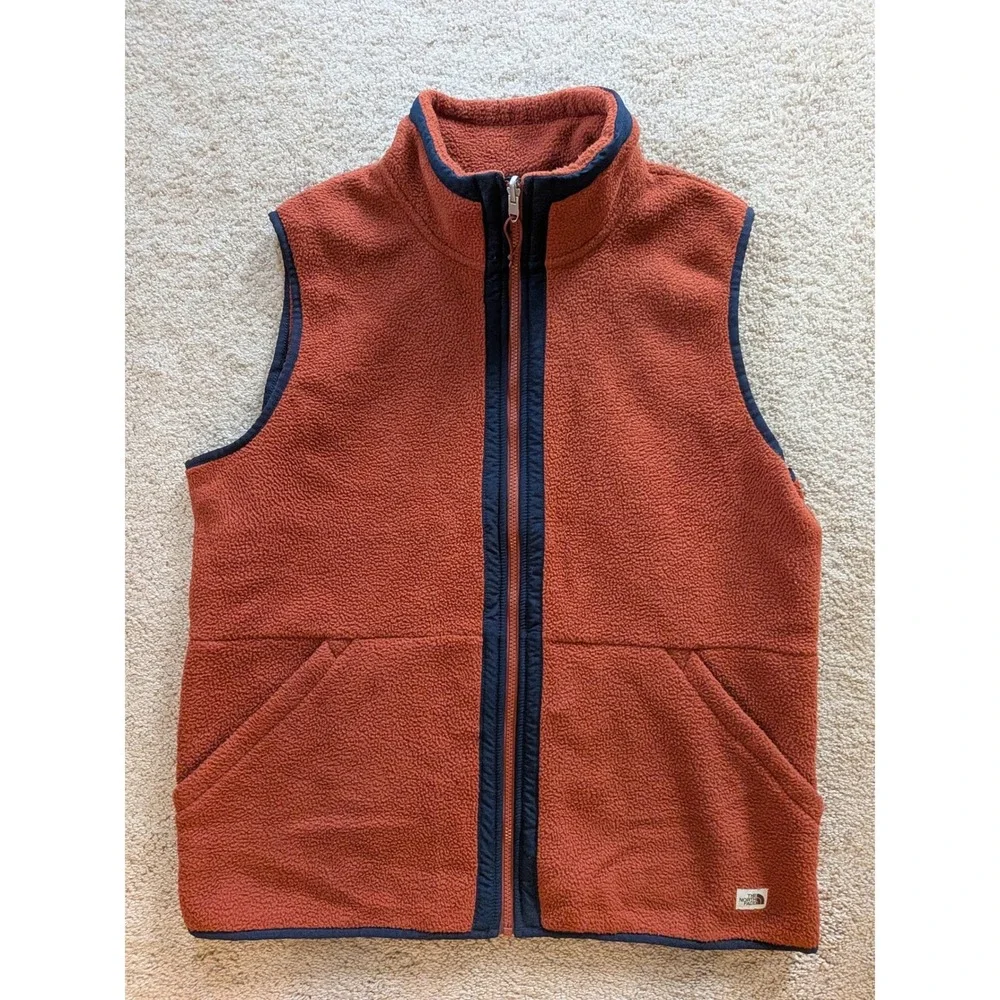 The North Face Mens Sherpa Fleece Vest Burnt Orange Large